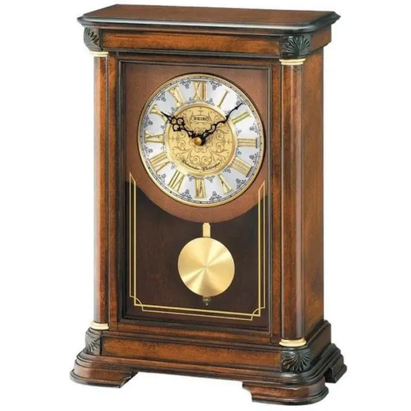 Seiko Clock Case Brown Mantel Clock Qxq008b 1