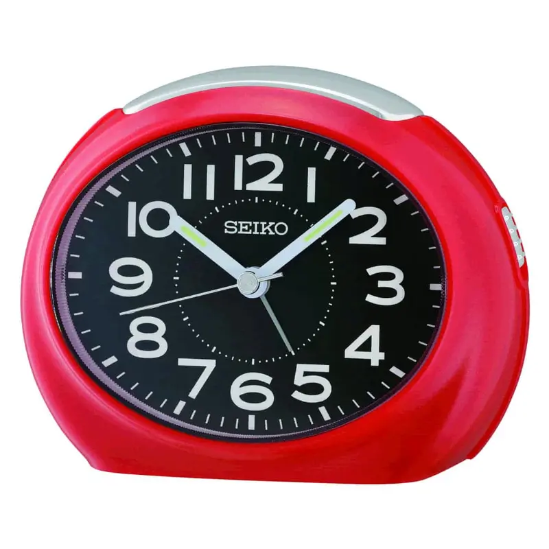 Seiko Clock Classic Black Dial Red Case Qhe193r 1