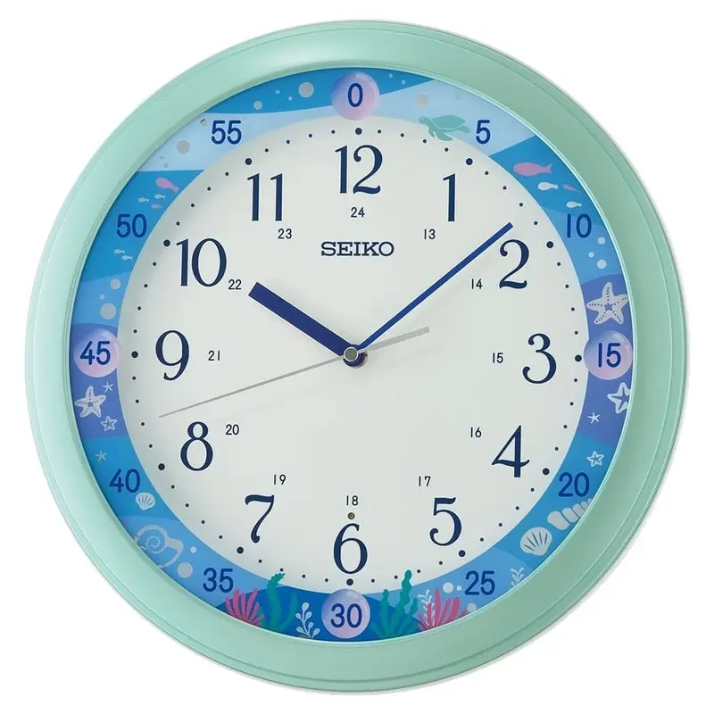 Seiko Clock Round Wall White Dial With Blue Lining In Dial Qha010m 1