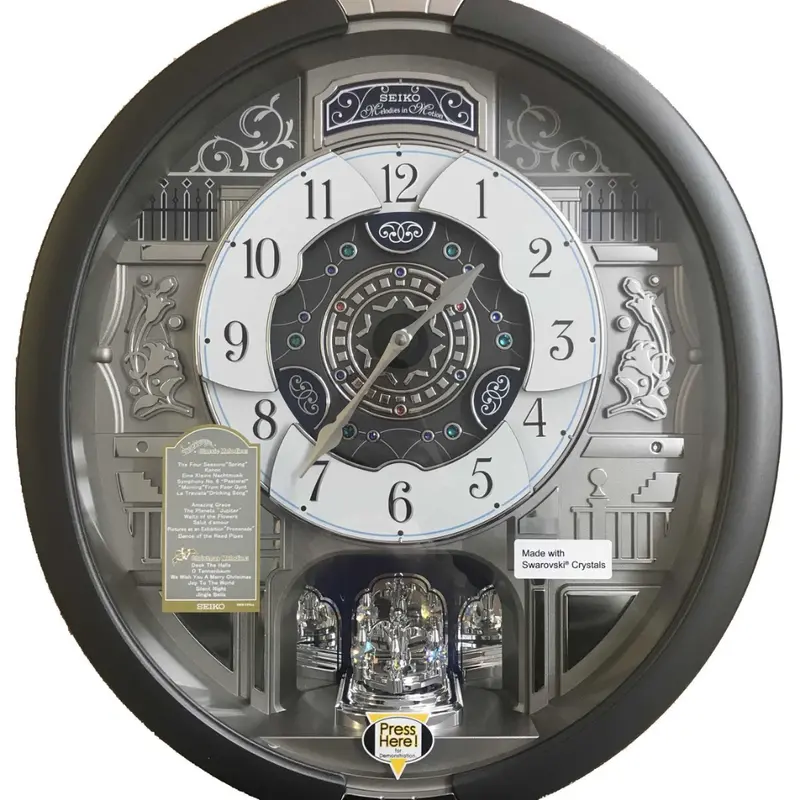 Seiko Clock Silver Marble Pattern Melodies In Motion Clock Qxm366s 1