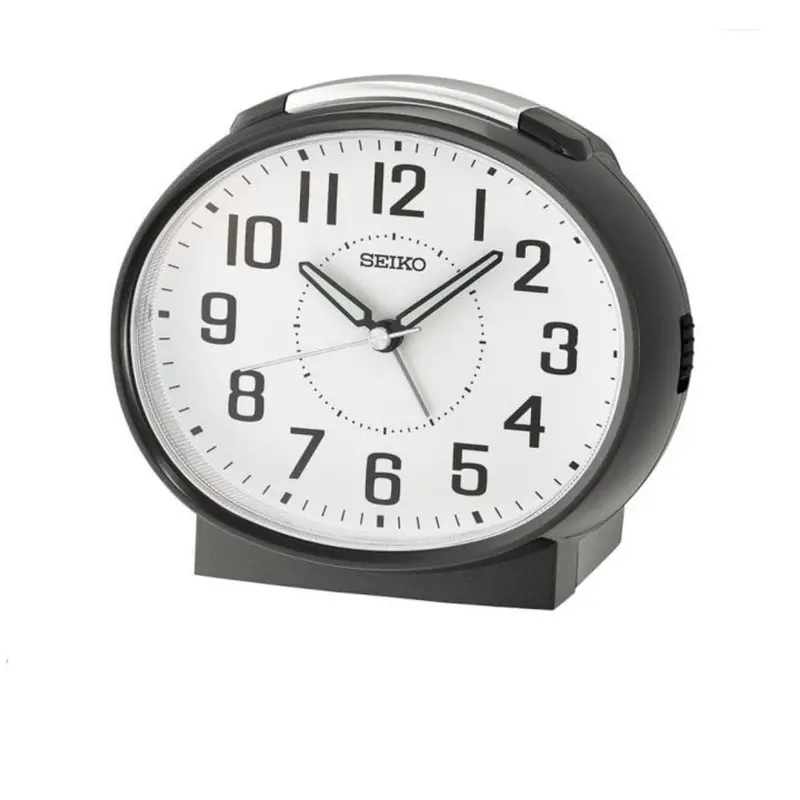 Seiko Clock White Dial Black Case Alarm Clock Qhk059k 1