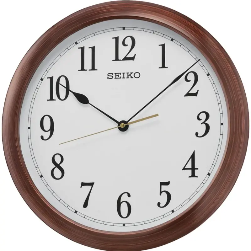 Seiko Clock White Dial Brown Case Round Wall Clock Qxa598jl 1