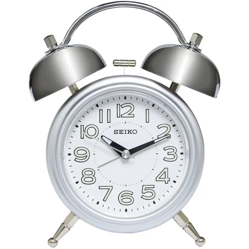 Seiko Clock White Dial Silver Resin Case Qhk051s 1