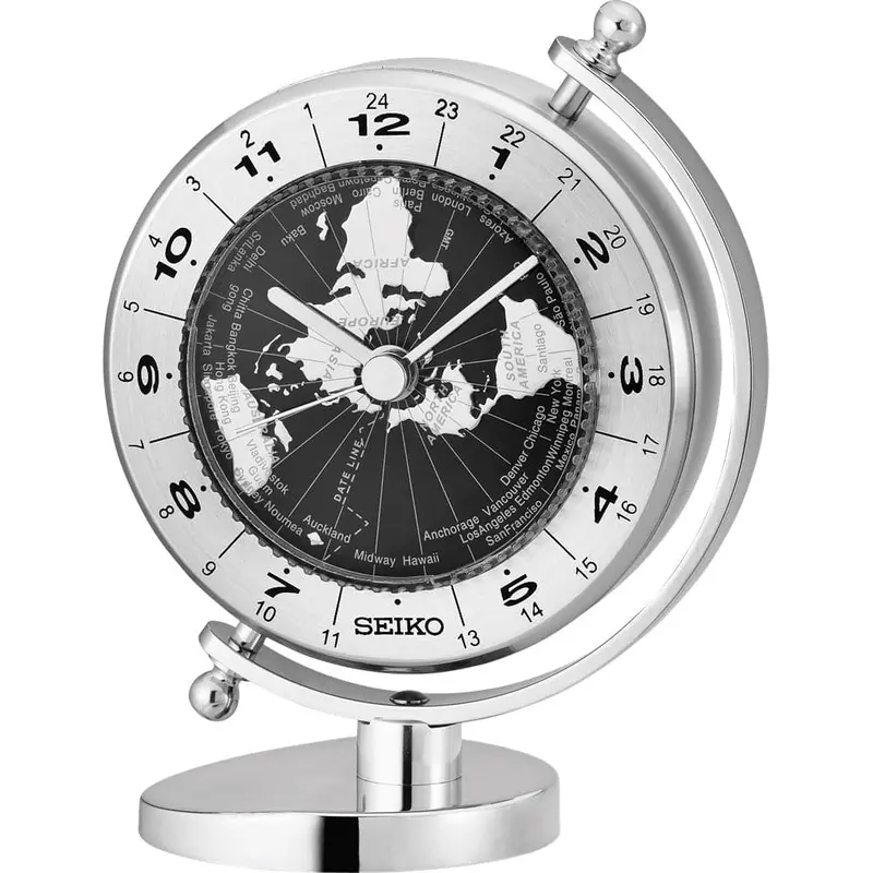 Seiko Clock World Time Globe Quartz Mantel Clock Qhg106s 1