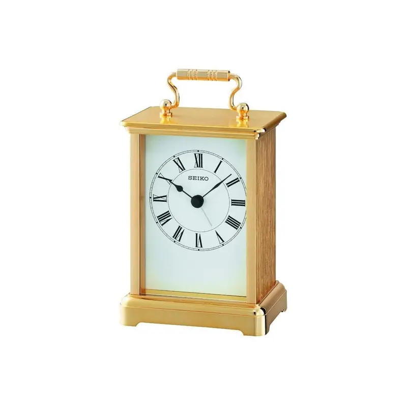 Seiko Clocks Gold Colored Carriage Clock Qhe093g 1
