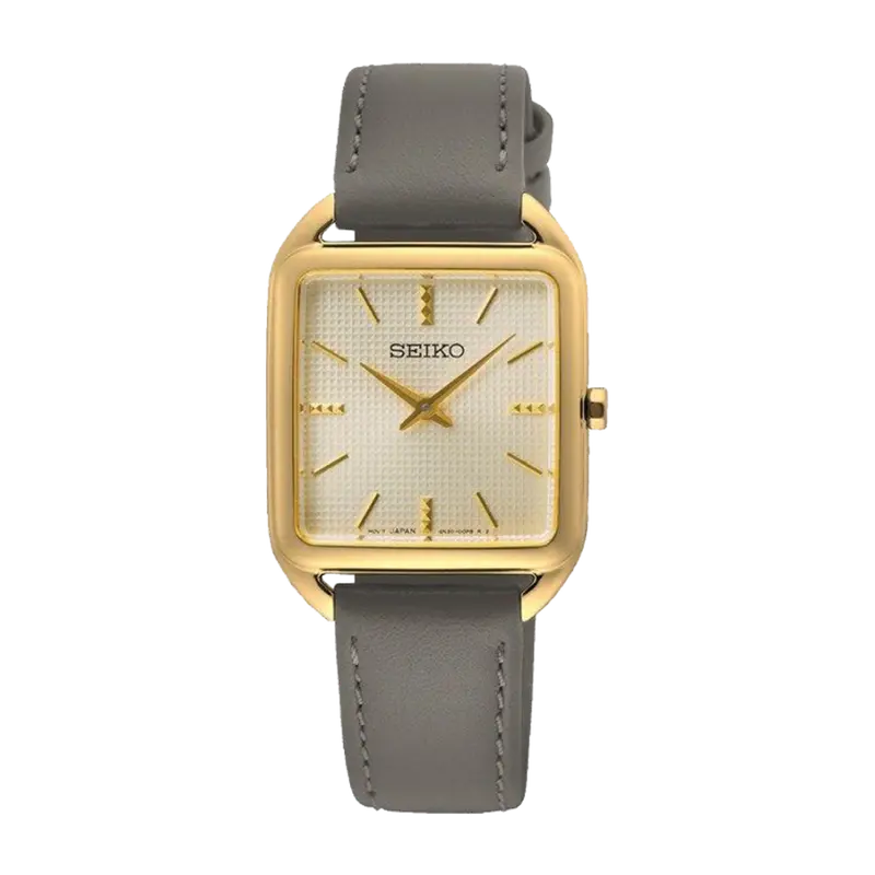 Seiko Conceptual Gray Leather Strap Women's Watch - Square Case | Swr090p1 1