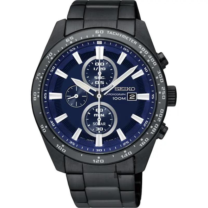 Seiko Criteria Ssc655p1 Solar Chronograph Stainless Steel Men's Black Watch 1