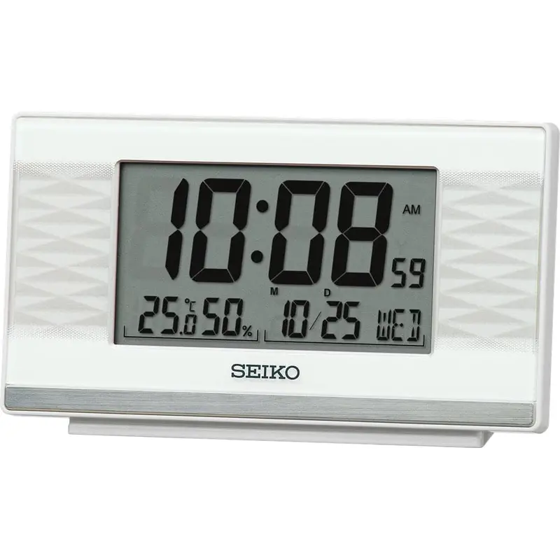 Seiko Digital Daily Alarm Clock Pearl White Case Qhl094w 1