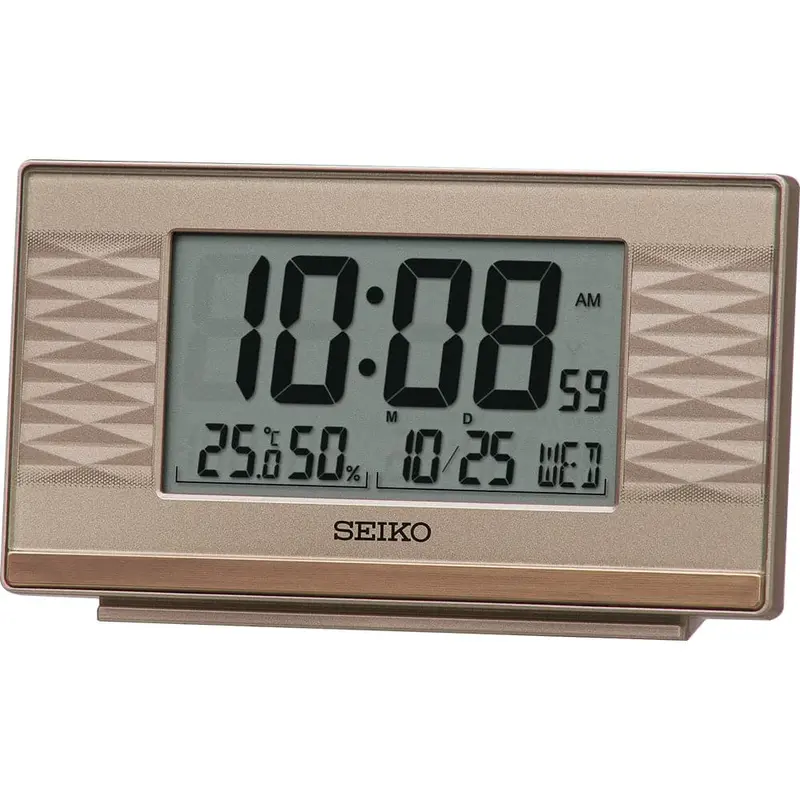 Seiko Digital Table Clock Metallic Pink Qhl094p 1