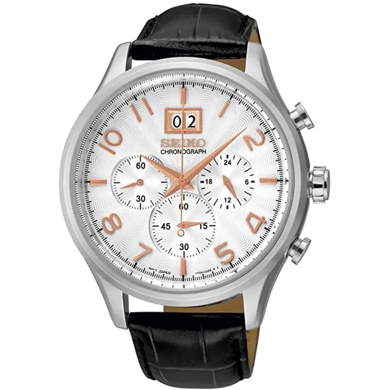 Seiko General Neo Classic Spc087p1 Chronograph Men's Brown Leather Strap Watch 1