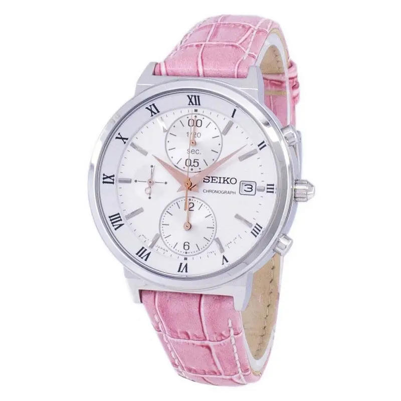 Seiko General Sndv35p1 Chronograph Leather Strap Ladies Watch 1