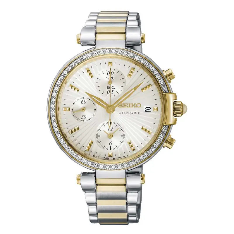 Seiko General Sndv42p1 Chronograph Stainless Steel Women's Two Tone Watch 1