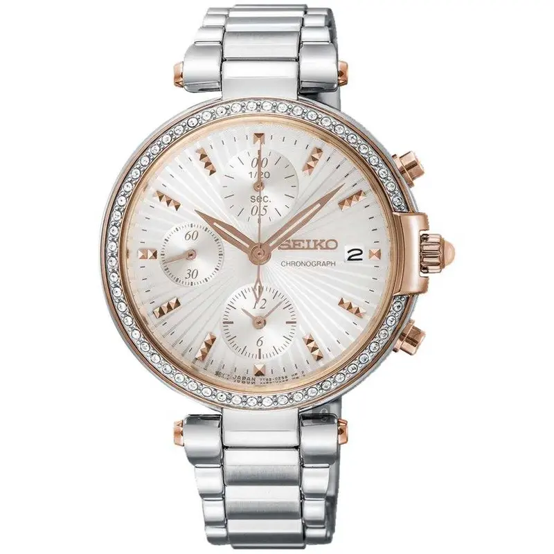 Seiko General Sndv44p1 Chronograph Stainless Steel Women's Two Tone Watch 1