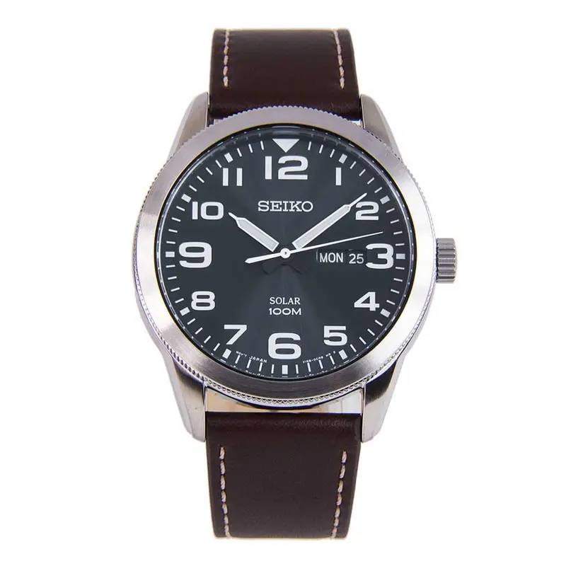 Seiko General Sne475p1 Black Leather Men's Watch 1