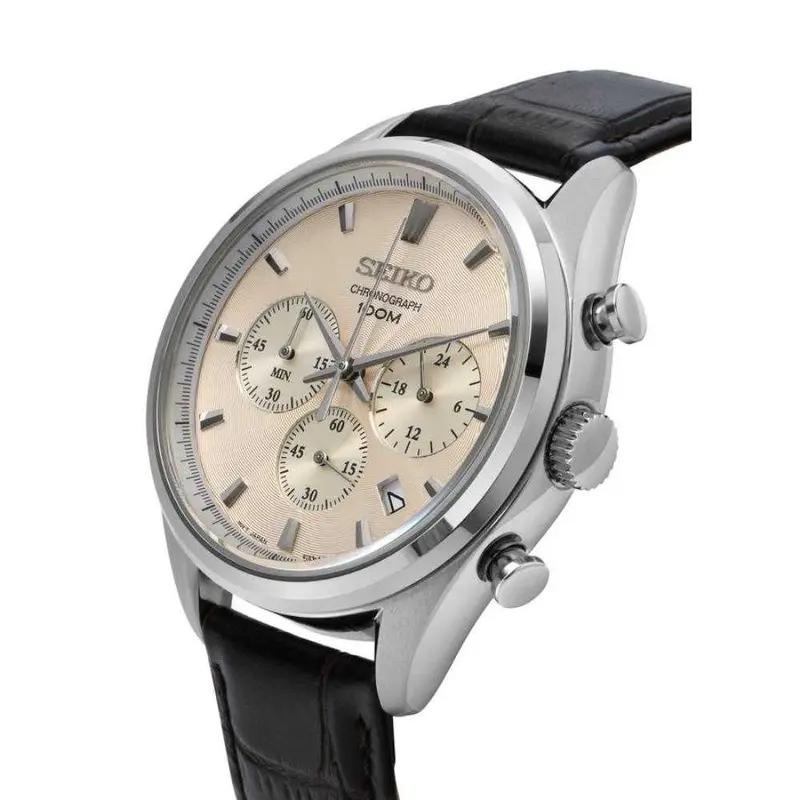 Seiko General Ssb293p1 Chronograph Men's Brown Leather Strap Watch 2