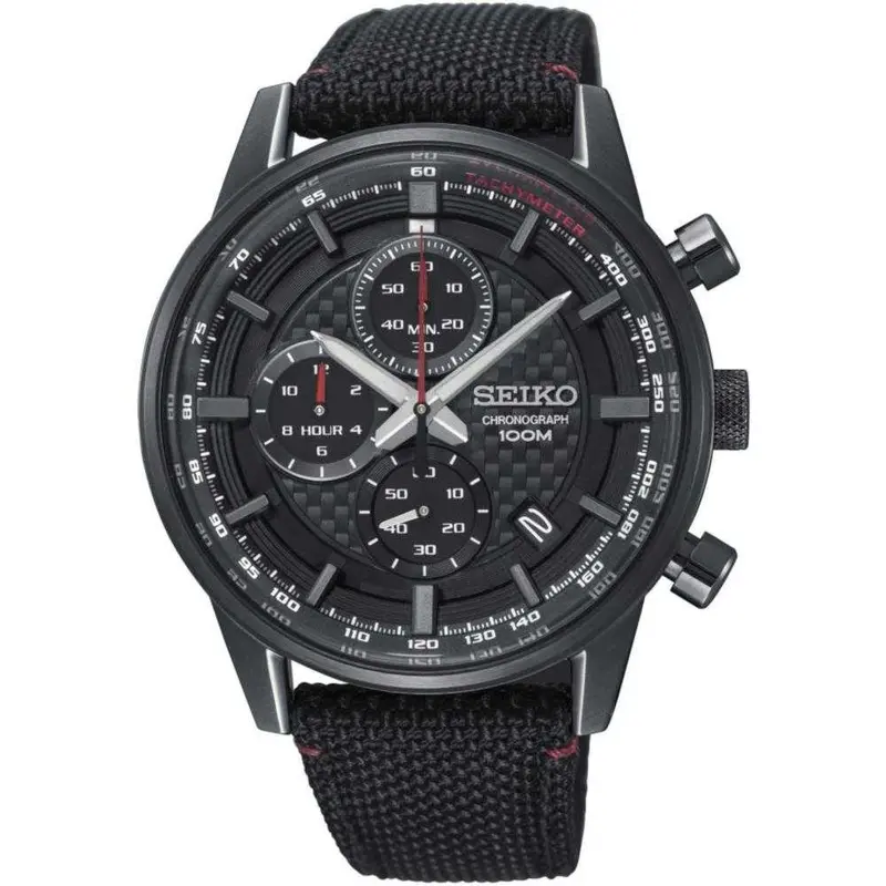 Seiko General Ssb315p1 Chronograph Men's Black Nylon Strap Watch 1