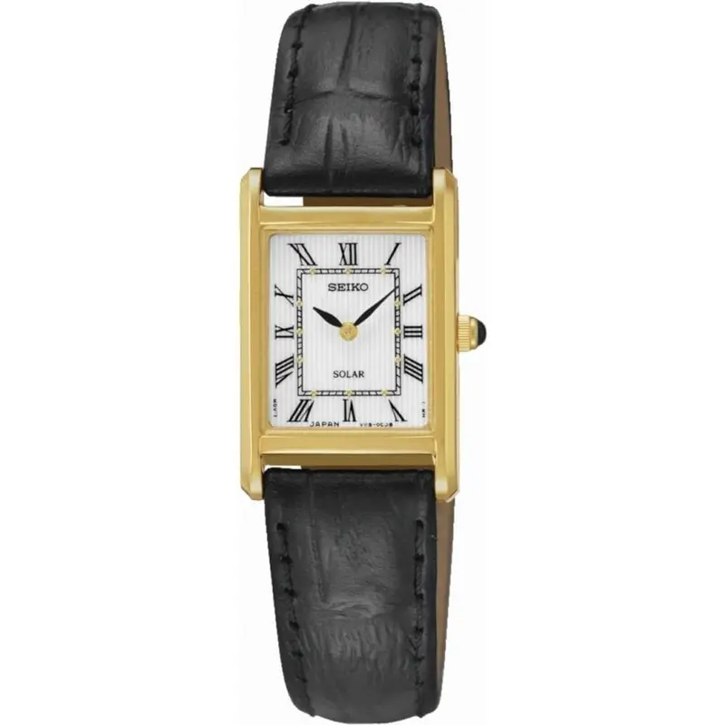 Seiko General Sup250p1 Solar Women's Black Leather Strap Watch 1