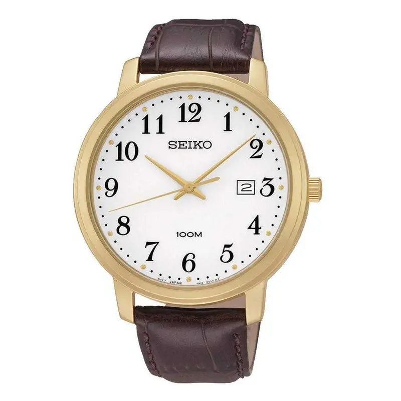 Seiko General Sur114p1 Analog Men's Brown Leather Strap Watch 1