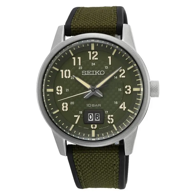 Seiko General Sur323p1p Nylon Green Strap Men's Watch 1