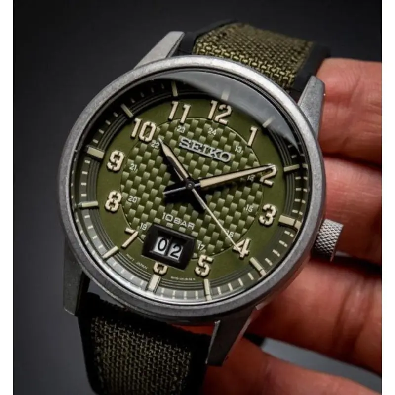 Seiko General Sur323p1p Nylon Green Strap Men's Watch 2