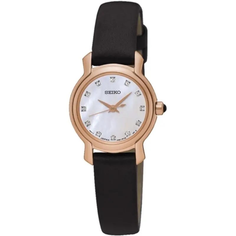 Seiko General Sxgp68p1 Quartz Women's Black Leather Strap Watch 1