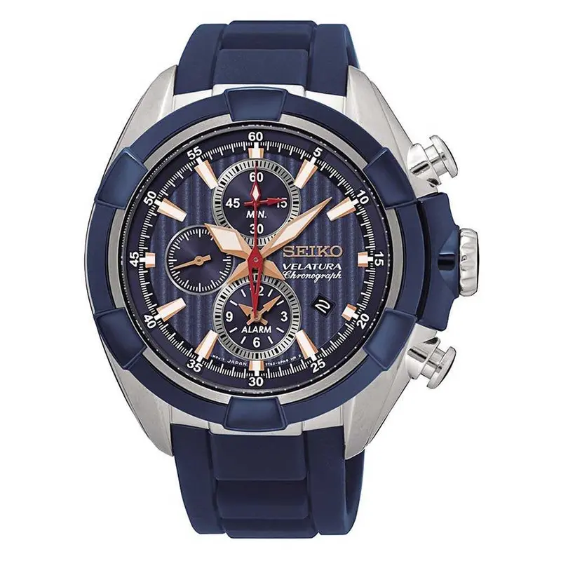 Seiko General Velatura Snaf59p1 Chronograph Men's Blue Rubber Strap Watch 1