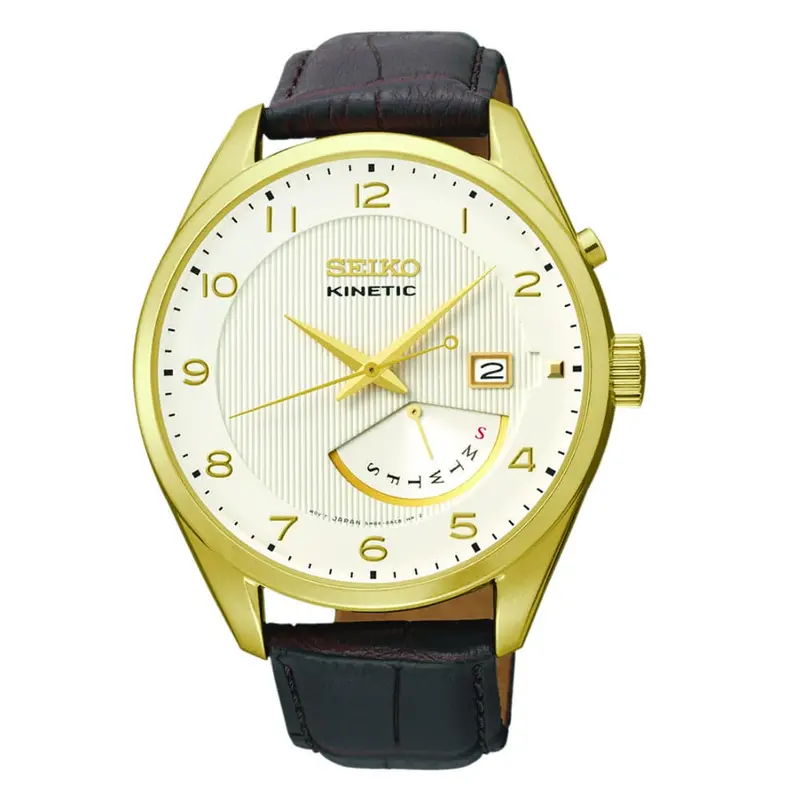 Seiko Kinetic Srn052p1p Brown Leather Men's Watch 1