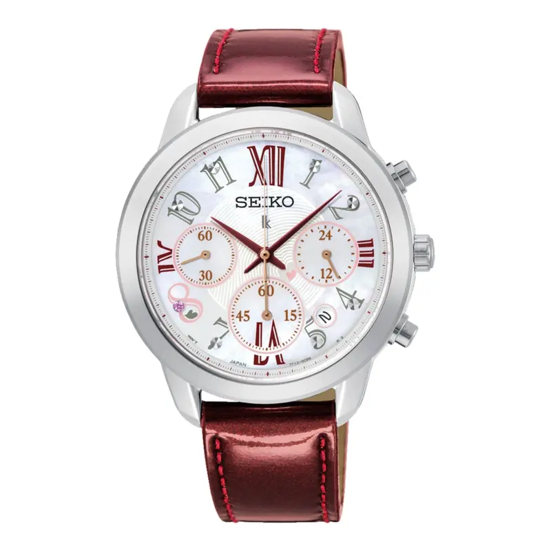 Seiko Lukia Srwz81p1 White Dial With Date Red Leather Strap Women's Watch 1