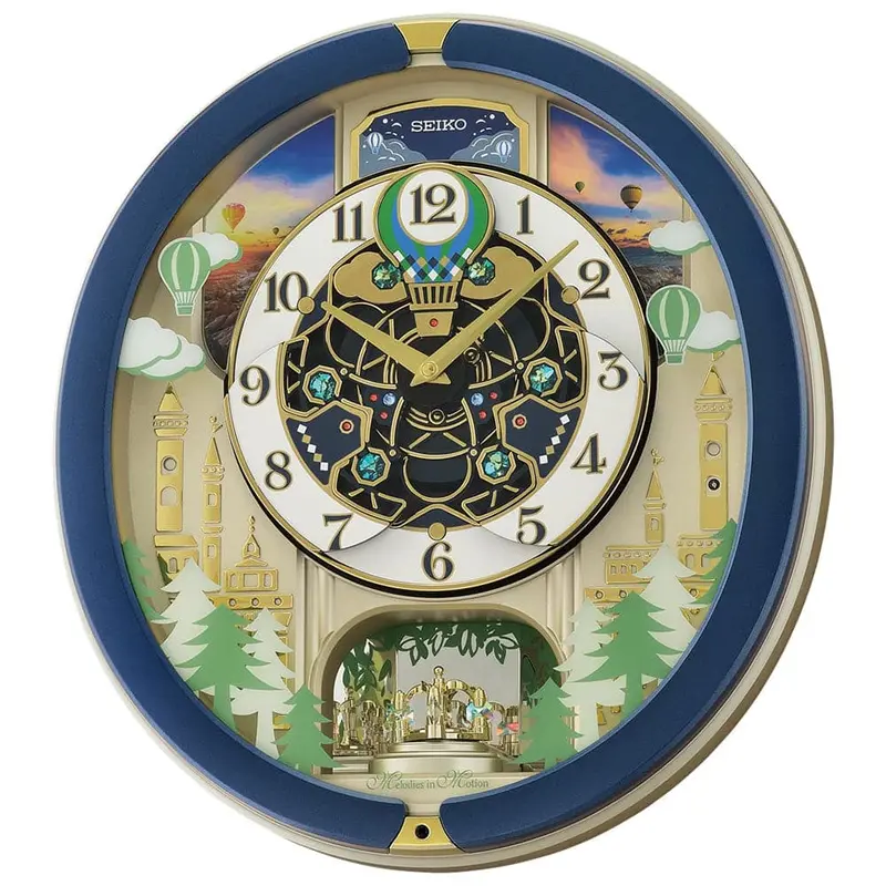 Seiko Melodies In Motion Blue Case Wall Clock Qxm398l 1