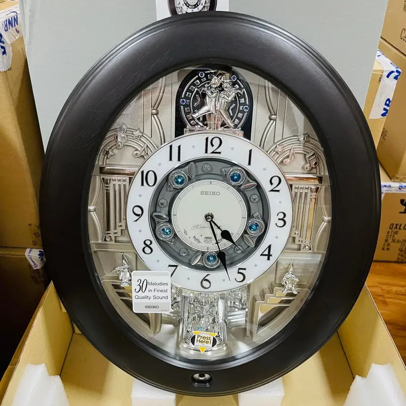Seiko Melodies In Motion Brown Wall Clock Qxm389nr 1