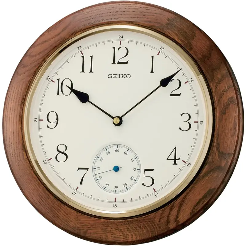 Seiko Oak Wood Round Wall Clock Qxa432b 1