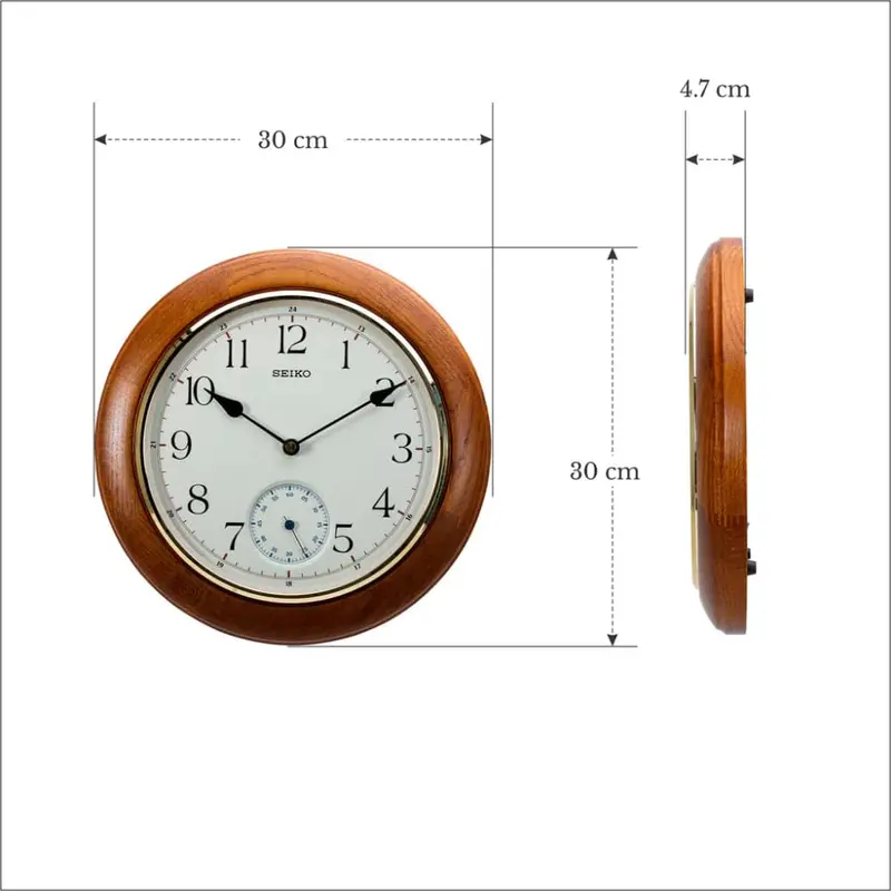 Seiko Oak Wood Round Wall Clock Qxa432b 2