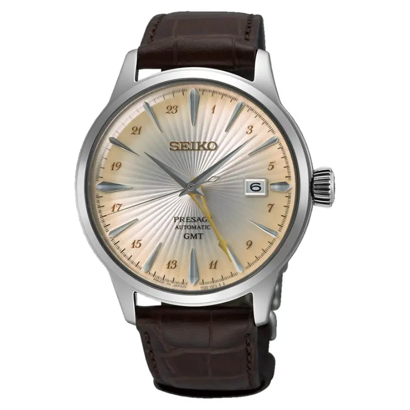 Seiko Presage Automatic Gmt Acacia Brown Leather Strap Men's Watch Ssk041j1 1