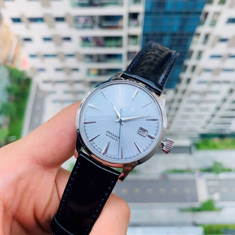 Seiko Presage Blue Dial And Leather Strap Men Watch Srpb43j1p 2