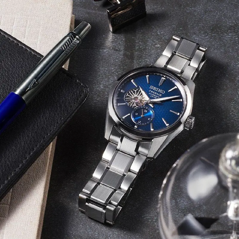 Seiko Presage Blue Dial Silver Stainless Steel Strap Men Watch Spb417j1 2