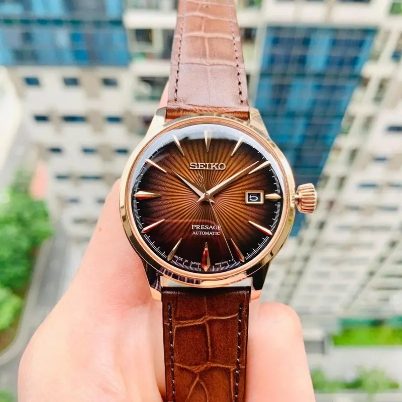 Seiko Presage Brown Dial Leather Strap Men Watch Srpb46j1p 2