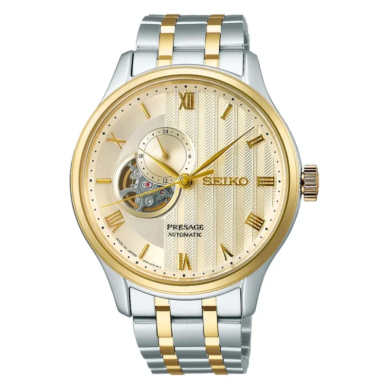 Seiko Presage Gold Dial Chrono-Look Two-Tone Watch Ssa464j1 1