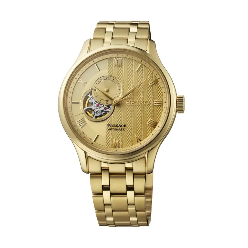 Seiko Presage Gold Stainless Steel Strap Unisex Watch Ssa468j1 1