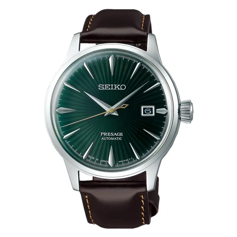 Seiko Presage Green Dial Brown Leather Strap Men Watch Srpd37j1p 1