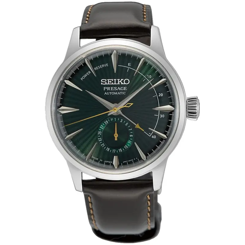 Seiko Presage Green Dial Brown Leather Strap Men Watch Ssa459j1p 1