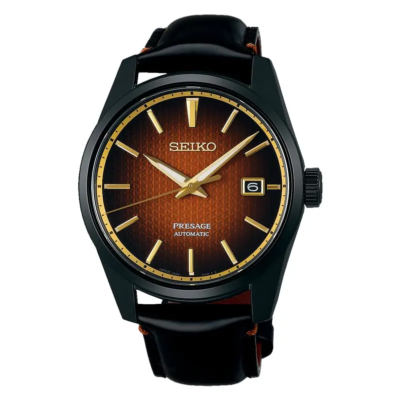 Seiko Presage Red Dial Black Leather Strap Men Watch Spb331j1p 1