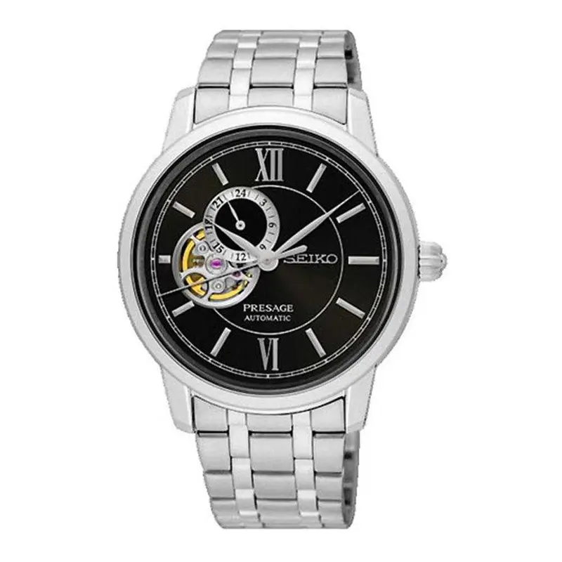 Seiko Presage Ssa367j1 Automatic Open Heart Black Stainless Steel Men's Silver Watch 1
