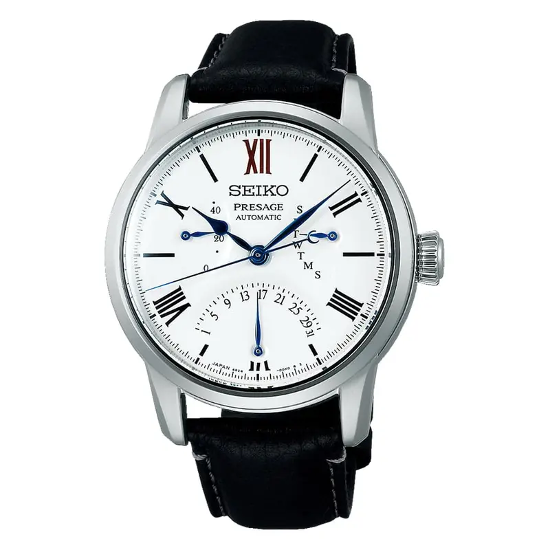 Seiko Presage White Dial Black Leather Strap Men Watch Spb393j1 1