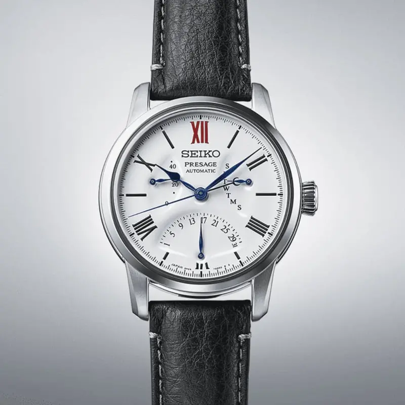 Seiko Presage White Dial Black Leather Strap Men Watch Spb393j1 2
