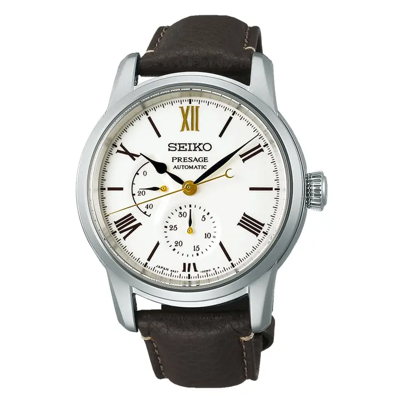 Seiko Presage White Dial Brown Leather Strap Men Watch Spb397j1 1