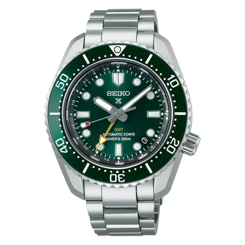 Seiko Prospex Gmt Green Dial Silver Stainless Steel Strap Men Watch Spb381j1 1