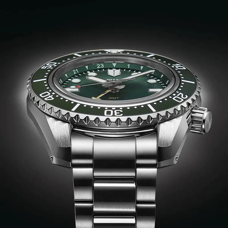 Seiko Prospex Gmt Green Dial Silver Stainless Steel Strap Men Watch Spb381j1 2