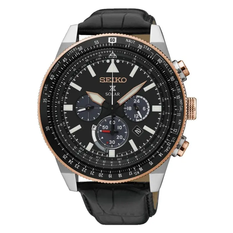 Seiko Prospex Ssc611p1p Solar Black Leather Men's Watch 1