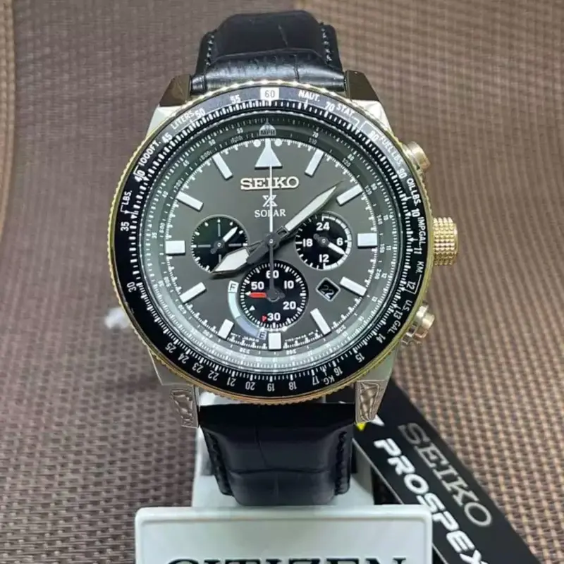 Seiko Prospex Ssc611p1p Solar Black Leather Men's Watch 2