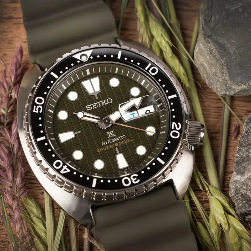 Seiko Prospex Turtle Green Silicone Strap Men Watch Srpe05k1 1